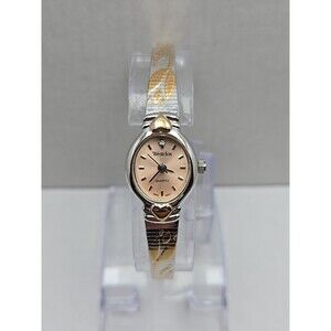 Westclox LTX177 Womens Two Tone Oval Quartz Tulip Floral Band Watch New Battery